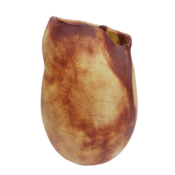 Studio Pottery Pit Fired Vase Free Form Vessel Artist Created Signed Unique - Picture 12 of 12